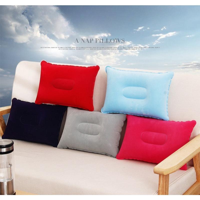 1PC flocking square nap inflatable air pillow, outdoor camping cushion, travel flocking inflatable pillow