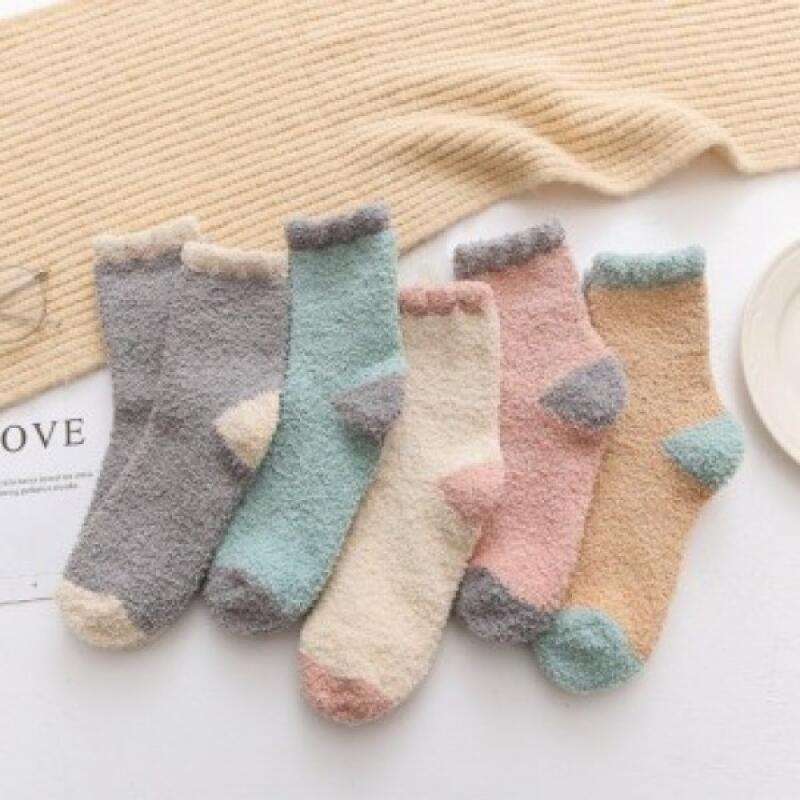 Ultra-fine fiber maternity sleep socks with fleece maternity pattern brown