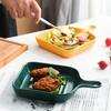 Color Glaze Oven Cheese Baking Tray Single Handle Restaurant Ceramic Dish Baking Baked Rice Tray Tableware Square Tray Household