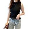 Vest Women's Spring and Summer Semi-turtleneck Bottoming Sweater Sleeveless Knitted Top Thickened Inside with Small Suspenders Outside