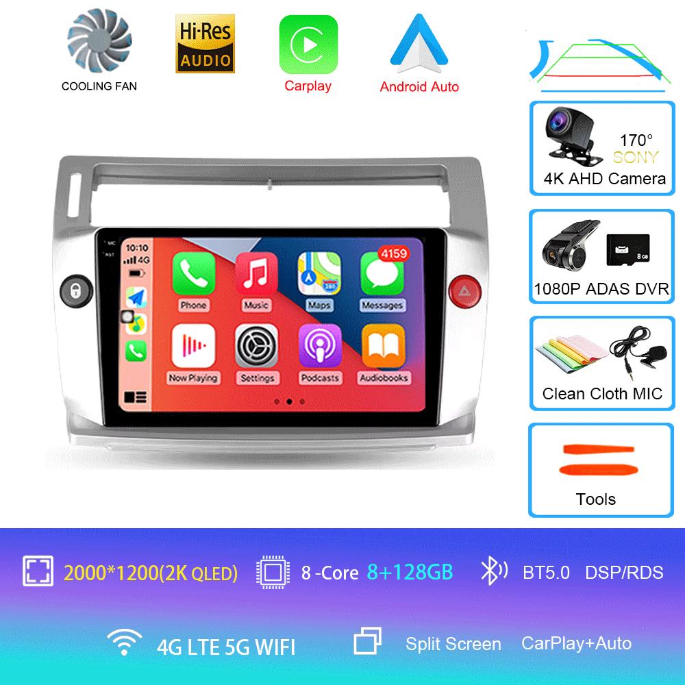 Car Radio Android 14 Carplay For Citroen C4 C-Triomphe Quatre 2004-2014 Multimedia Video 2Din DVD Stereo Speaker Audio Head Unit