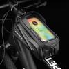Bike Front Tube Frame Bag with 6.5In Touch Screen Bicycle Upper Tube Bag PU EVA Portable Cycling Bag Waterproof Riding Equipment