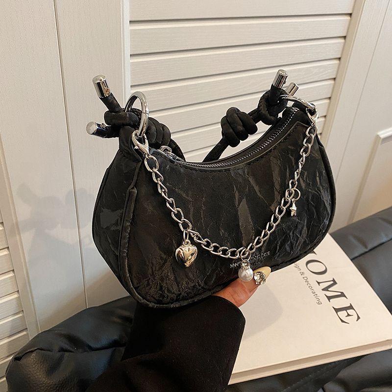 

Fancy Accessible Luxury Birthday Gift Bag Female 2025 New Arrival Summer All-Matching Messenger Bag Small Super Popular Underarm Bag Black