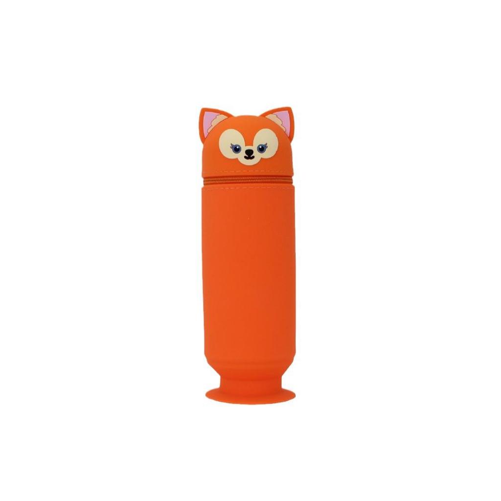Silicone Fox Pencil Case - Stylish Solid Color Stationery Box for Students