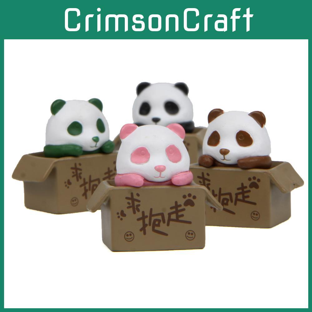 Panda Cute Little In The Cardboard Box Resin Ornaments For Home Office Gift And