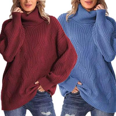 Camisola oversize feminina gola alta cores sólidas pulôver vintage jumper feminino inverno grosso quente camisola de malha para mulher