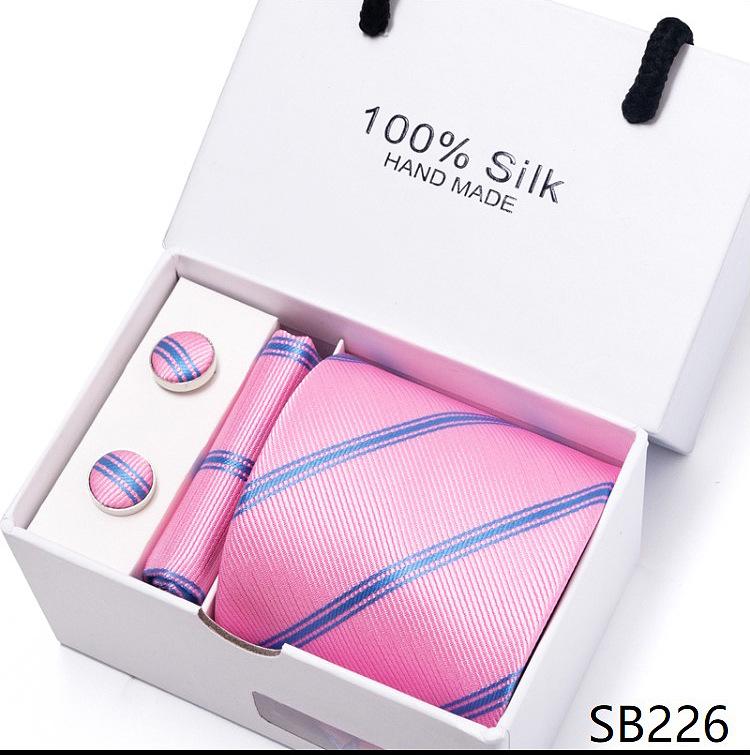 Men's 1200-Needle High-Density Business Stripe & Paisley Tie Set - 6 Piece Groom & Wedding Gift Box
