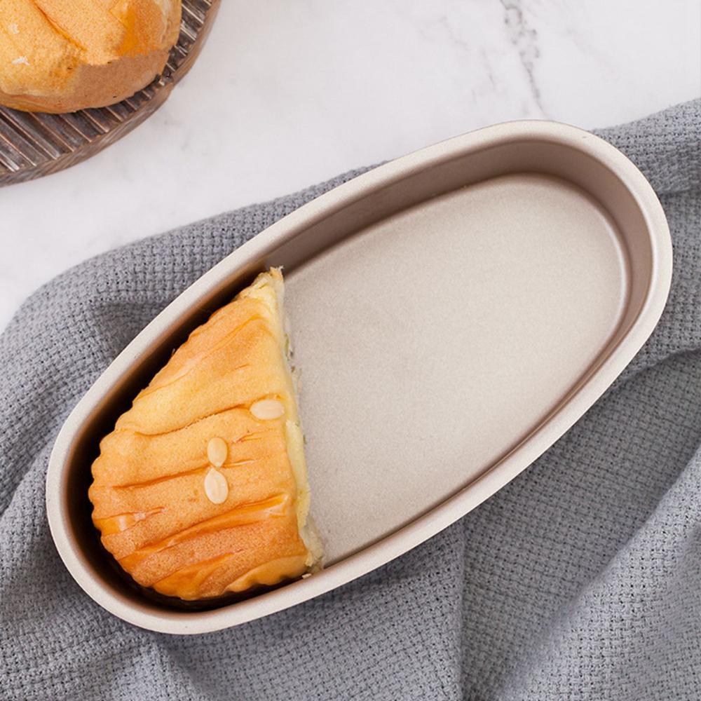 DIY Non-stick Cheese Cake Tin Oval Shaped Carbon Steel Loaf Tray Bread Mould Baking Tool Cake Pan