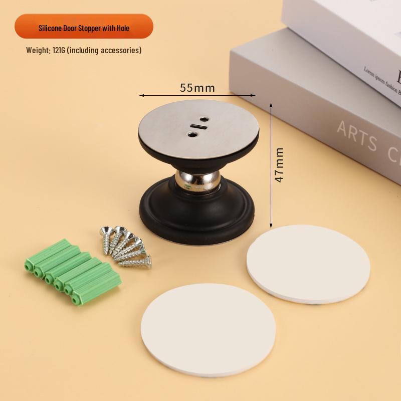 Magnetic Silicone Door Stopper: No-Drill, Anti-Collision Mini Stop for Wooden Bedroom Doors, Windproof Design.