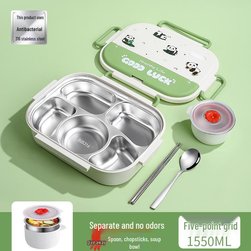 316 Stainless Steel Insulated Bento Lunch Box for First-Grade Girls, Four Compartments, Perfect for School.