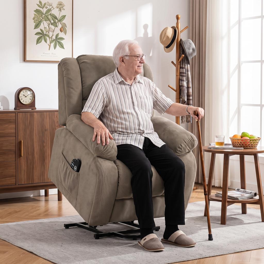 Electric Reclining Chair, Brown, Heating, Vibration Massage