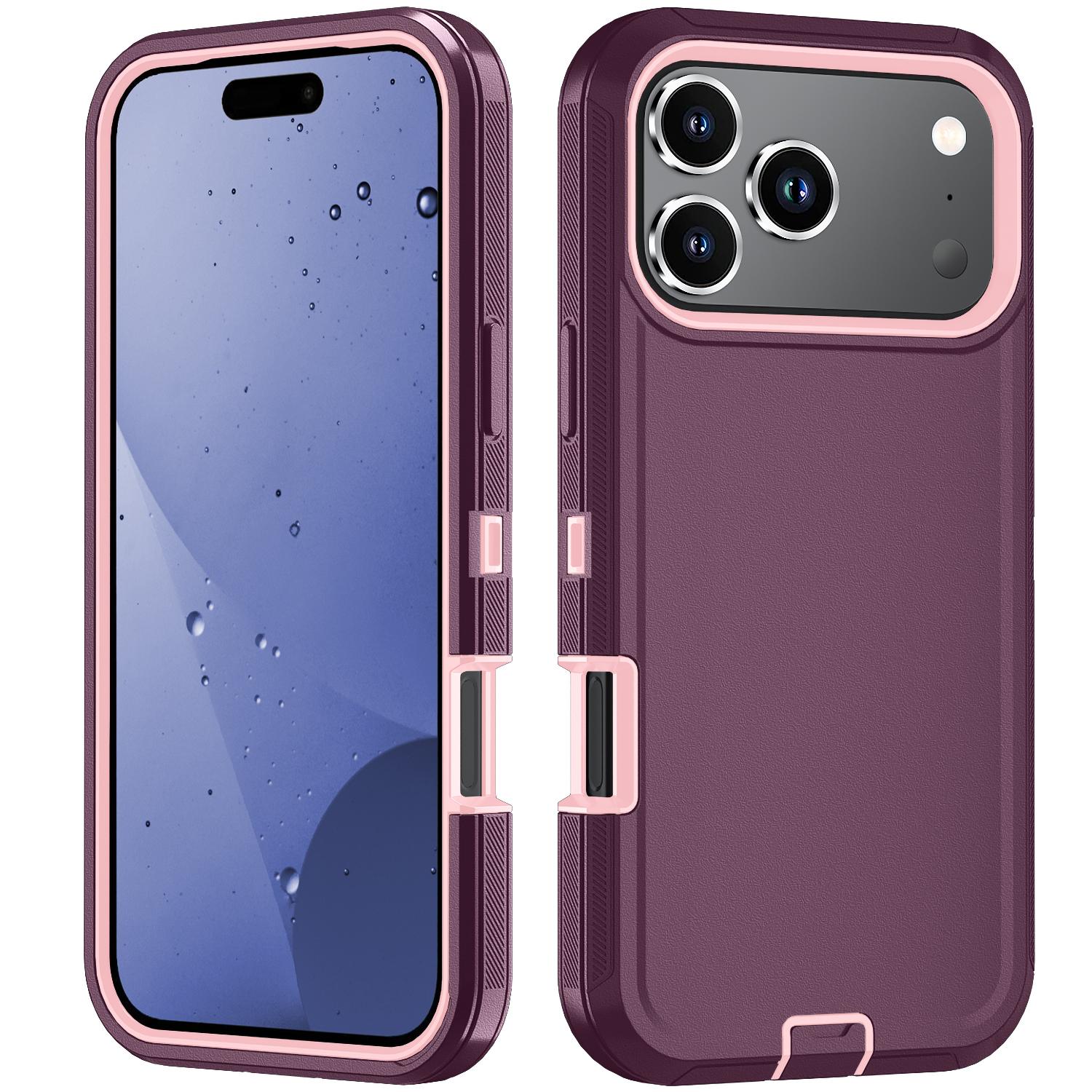 

Для iPhone 17 Pro Чехол Съемная PC+TPU Противоударная Задняя Крышка Wine Red/Pink