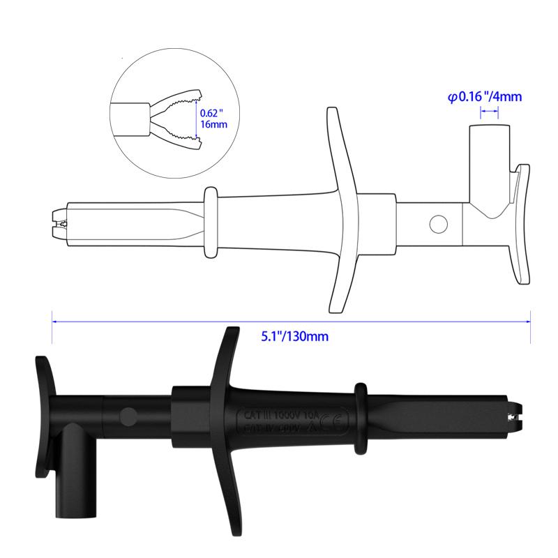 Multimeter Test Leads Alligator Clip Test Probe Hook Quick Test,Car Inspection Hook Professional Insulated 4mm Banana Socket