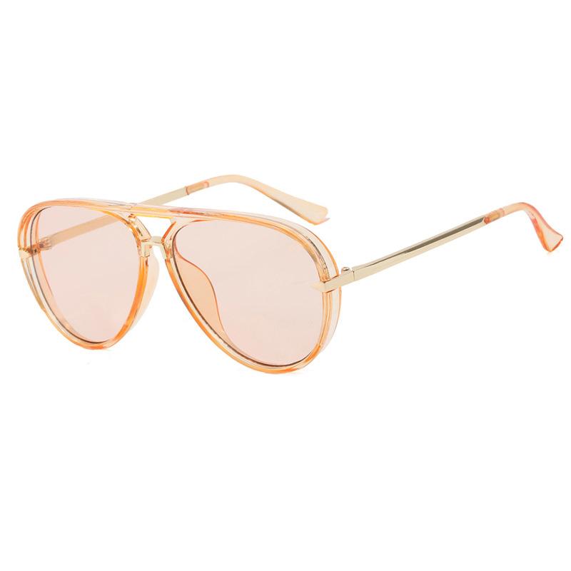 

Vintage Large Frame Green Sunglasses For Women Fashionable Designer Pilot Goggles Double Beam Outdoor Glasses UV400 Protection