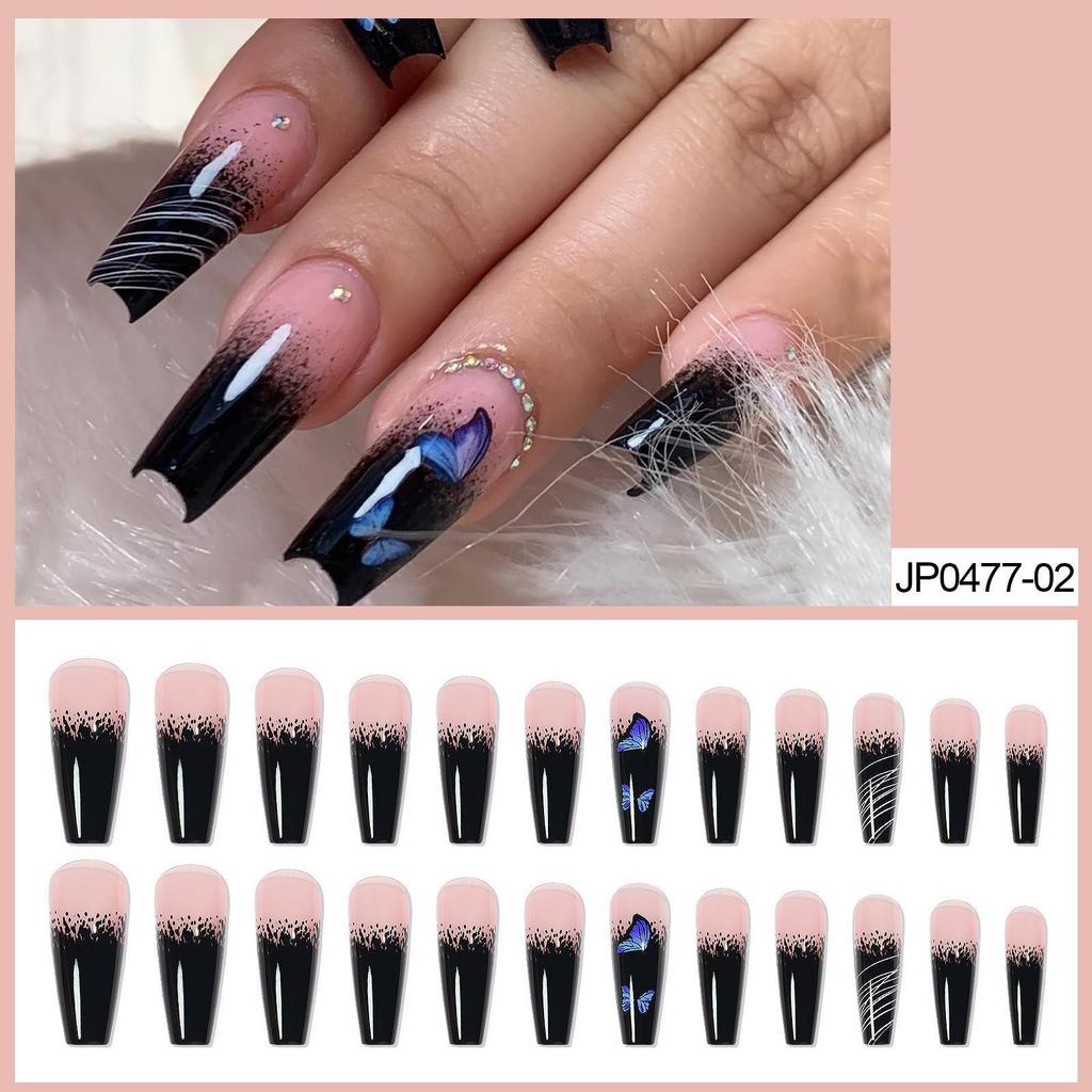 European & American Ballet-Coffin Fake Nails with Manicure Nail Art Stickers