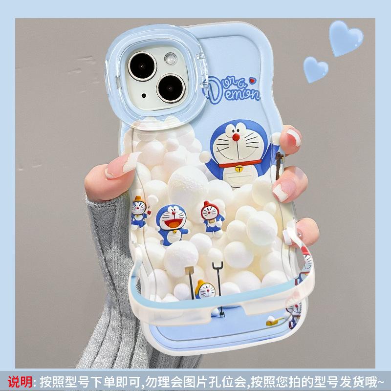 Cute Doraemon for iphone17 mobile phone case Apple 15promax couple cartoon 16 double bracket 14 anti-drop