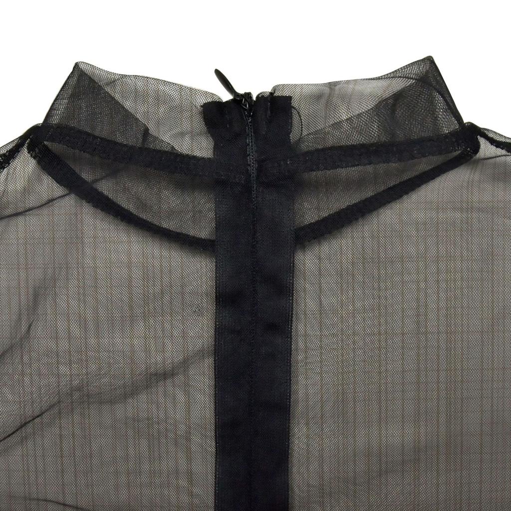 Mote Damekjole Ensfarget Mesh Drill Langermet Lange Kjoler