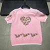 Neues 2026 Marke Damen Blumen Jacquard Rundhals Lässiges Kurzarm T-Shirt Süße Gestrickte Oberteile Damen Strickwaren Lockerer Pullover