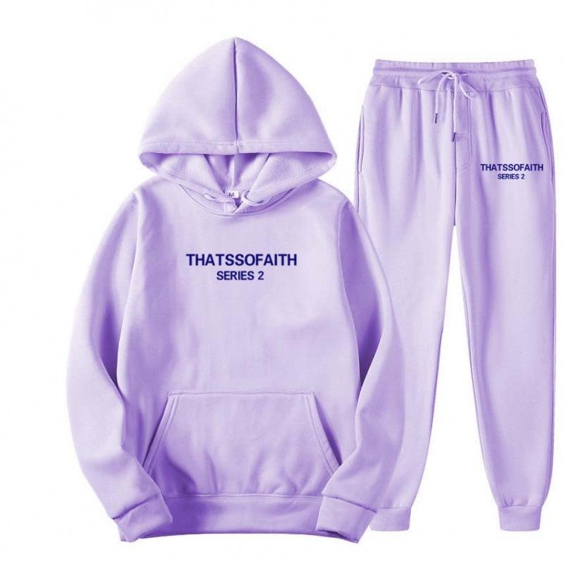 Independent Station Europe and the United States popular women's clothing letter printing hooded sweater fashion casual hair grabbing trousers set