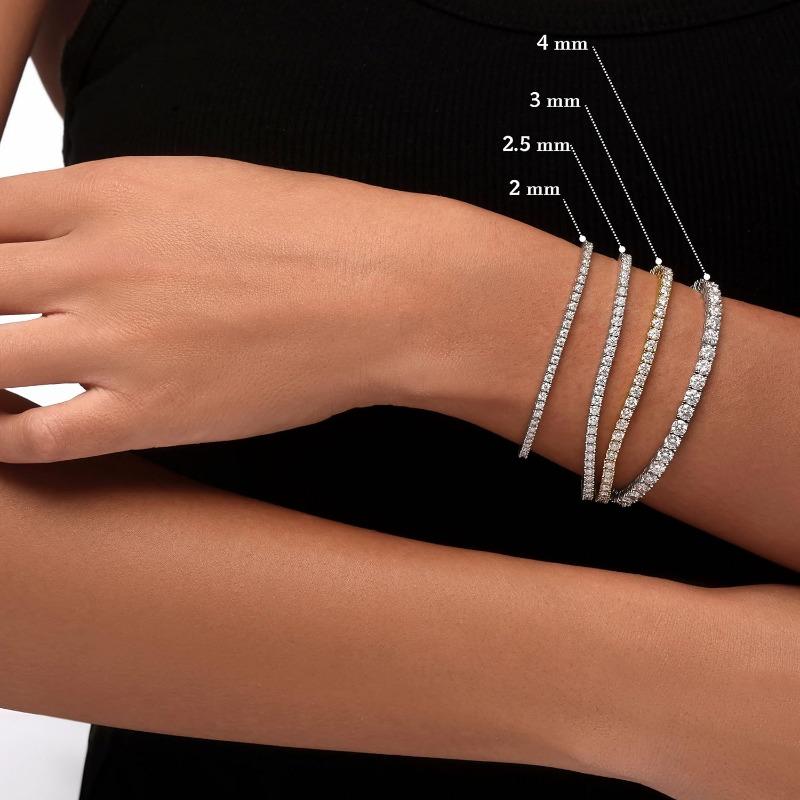 EcoGems Moissanite Tennis Bracelet for Women and Men – 18K White or Yellow Gold Plated Sterling Silver – Lab Grown D Color VVS Clarity Stones