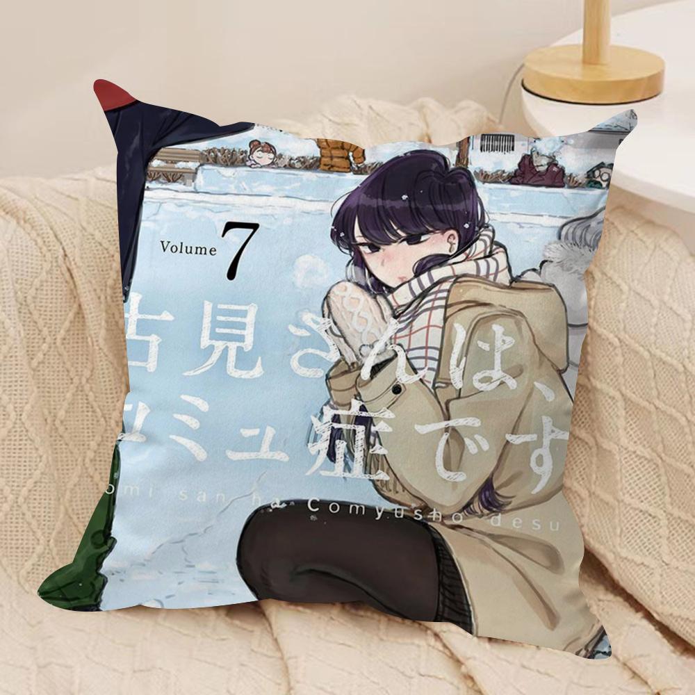 K-Komi Can't Communicate Cushion Cover Silky Short Plush Double-Sided Printed Pillow Case for Sofa All Seasons Home Decor Gift