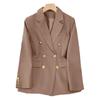 Women's Khaki Double-Breasted Suit Jacket - Spring/Autumn 2025 Street Style, Loose-Fit, Versatile, Casual.