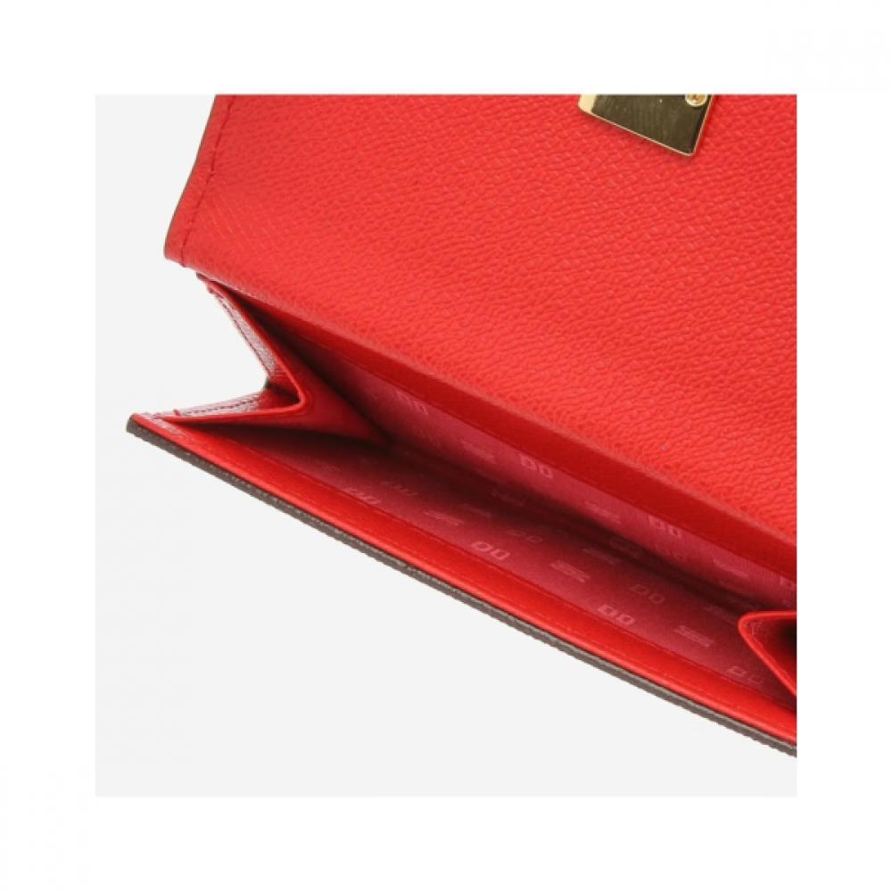 Daks Red Check Two Fold Wallet With Dd Logo
