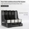 4 Column File Rack Holder Durable PP Material Desktop Organizer for Books Stationery Sundries School Office Desktop