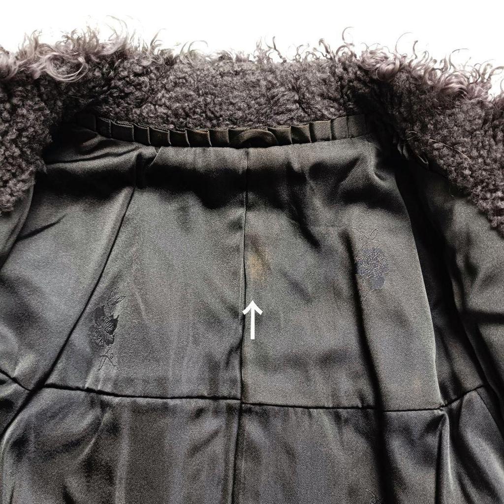 Used White Bear 3D Boa Coat, No Collar, Mid Length, Gray, Elegant