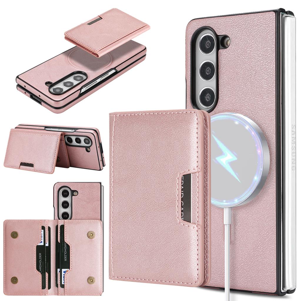 2-In-1 Two-fold Wallet Leather Phone Case for Samsung Galaxy Z Fold 7 ZFold 6 5 4 3 Wireless Charging Magnetic Card Holder Cover