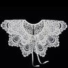 White Retro Hanfu Cloud Shoulder Shawl with Lace Trim & Embroidery for Women