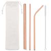 Gold Reusable Straw 304 Stainless Steel Sharp Straw Metal Drinking Straws with Cleaner Brush for Bubble Tea Smoothie Milkshake