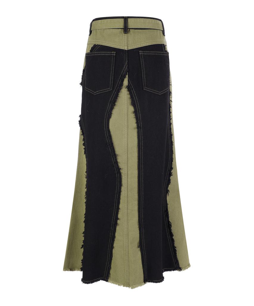 Lara Fox Color Block Damage Skirt Khaki Bp4Ds001