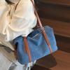 Denim Portable Boston Bag Women's 2025 New Large Capacity Casual Shoulder Bag Women's Commuter Underarm Bag Trend