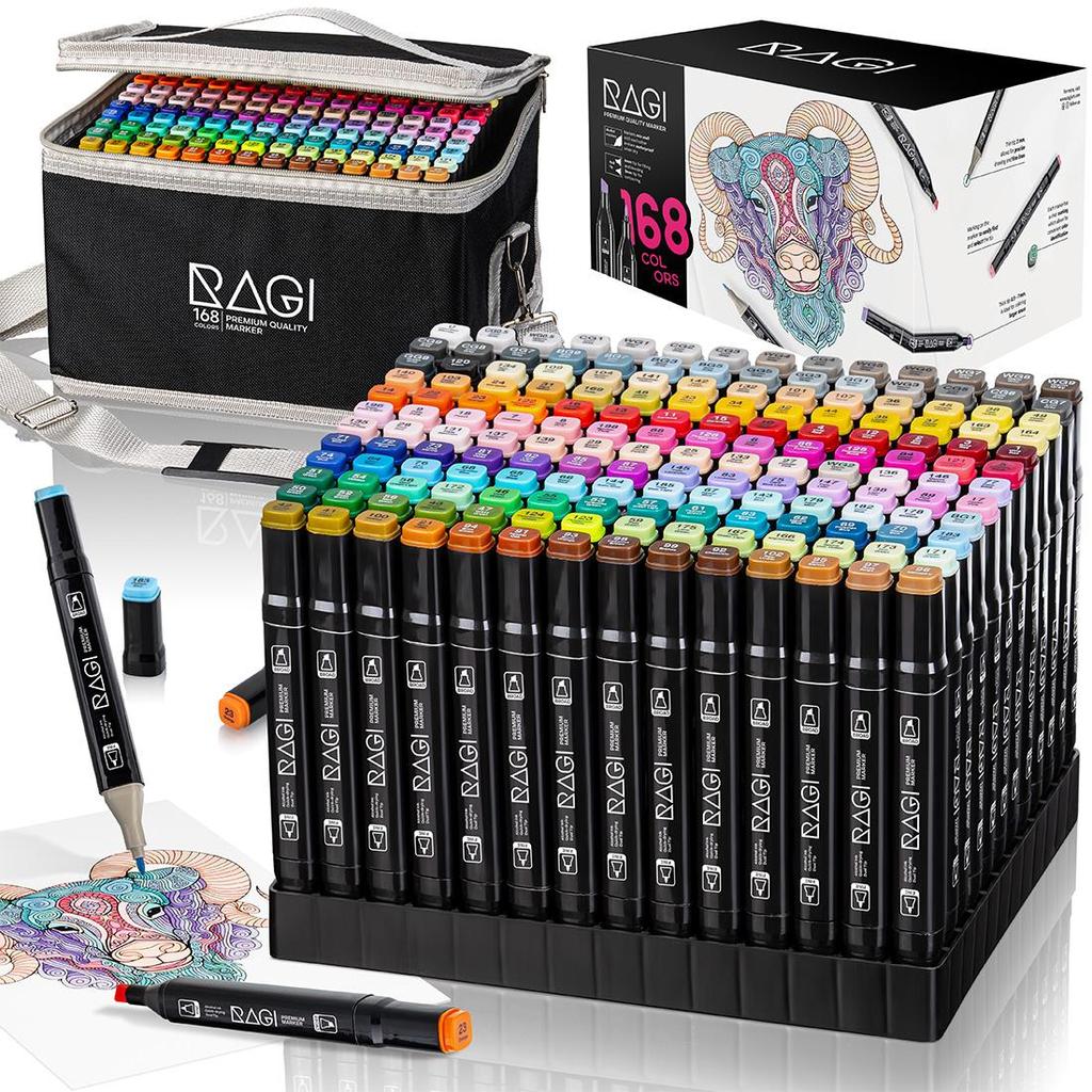 Set 81 Pennarelli A Doppia Punta Abeier - Ad Alcol, Per Artisti, Illustrazione E Colorazione, Con Borsa - Foto 3