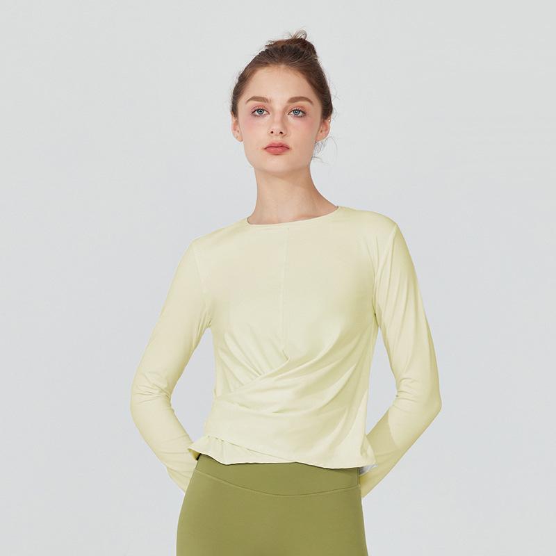 Casual Tie-Waist Sports Top - Bare-feel, Tight-fit, Long Sleeve Yoga Shirt for Running and Fitness