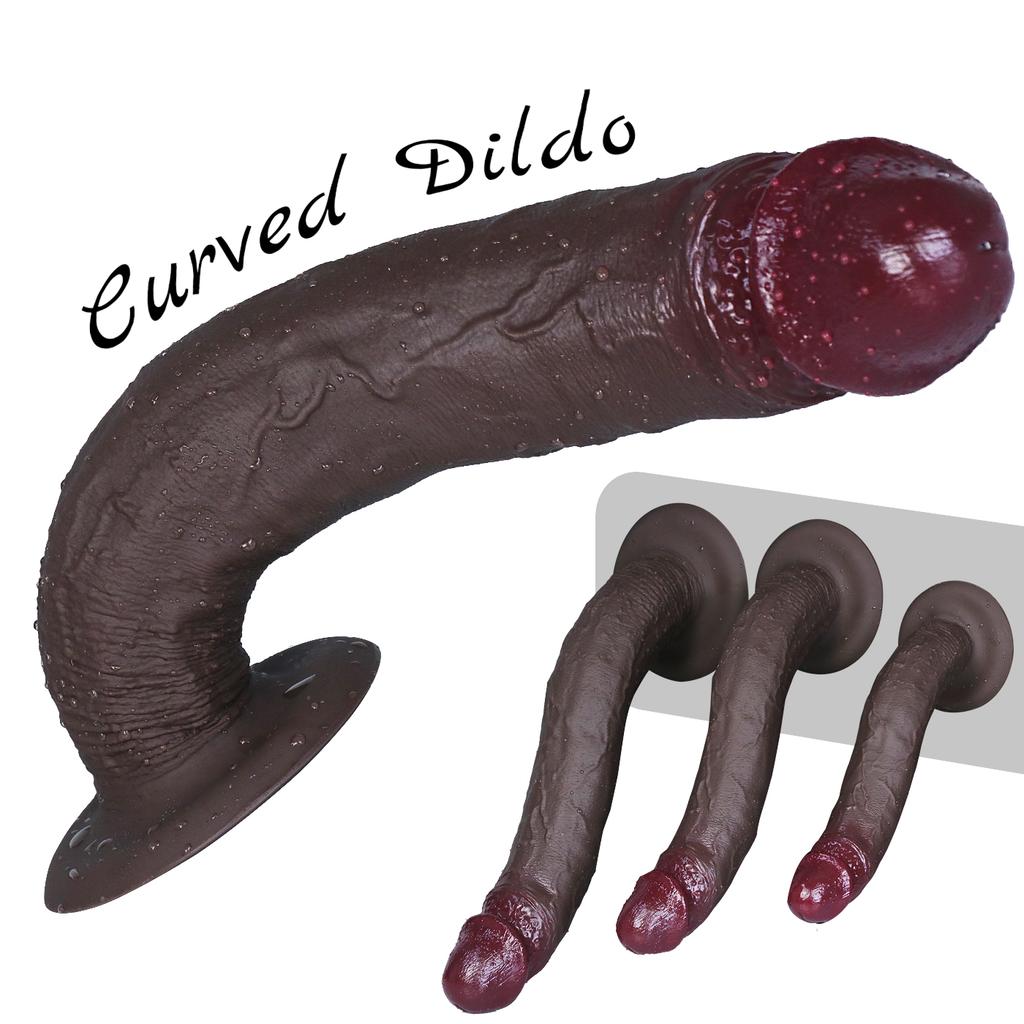 Coffee Black Extra Long Snake Shape Silicone Dildo, Dual Density Soft Skin Feel, Flexible Curved Design, 3 Sizes, Up To 35cm, Discreet Packaging