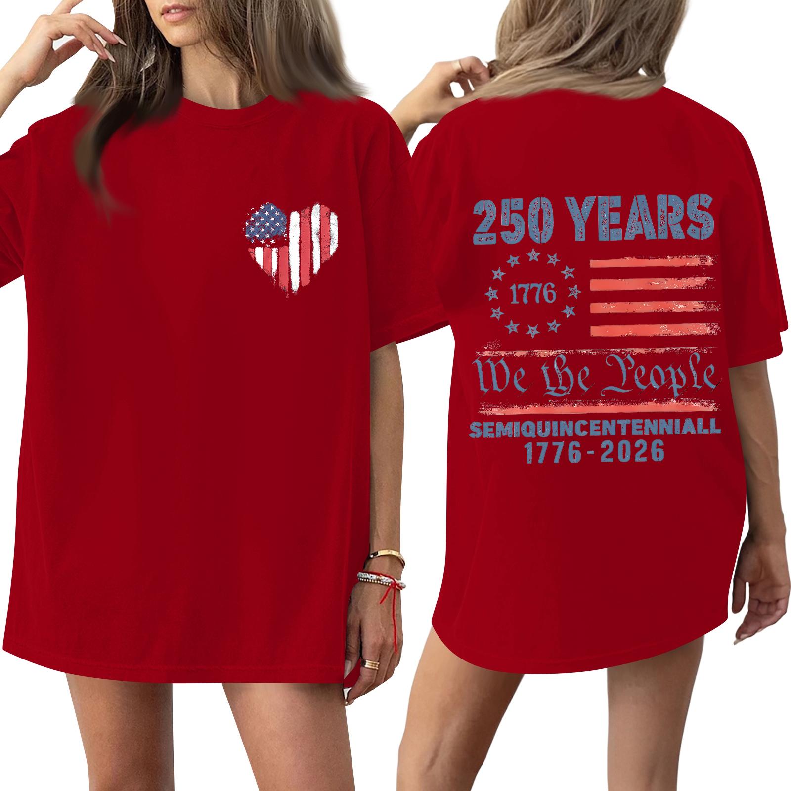 

Women s Fashionable Casual Short-Sleeve Round Neck Printed T-Shirt For The 250th Anniversary Of The Founding Of The United States XXXXL
