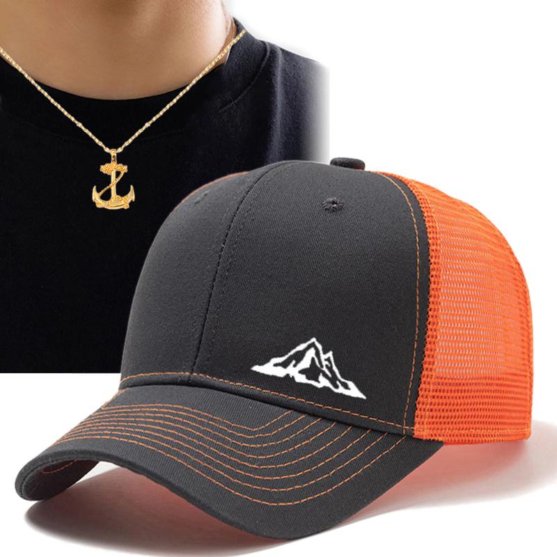 

Комплект из 2 предметов: мужская бейсболка, ожерелье, лодка, якорь, ожерелье, кулон, модная повседневная парная шляпа, модная повседневная сетчатая кепка с абажуром из дышащей сетки оранжевый