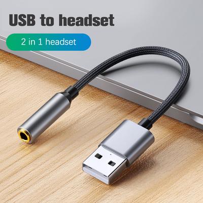 20Cm Usb Sound Card Usb To 3.5Mm Audio Earphone Adapter External Sound Card