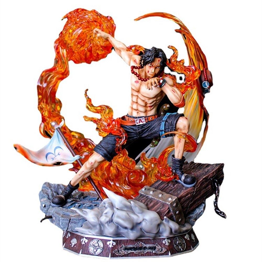 42cm One Piece Fire Fist Portgas D Ace Anime Figurines Enkai Flame Commandment Battle Action Toys Figures Model Statue Gift