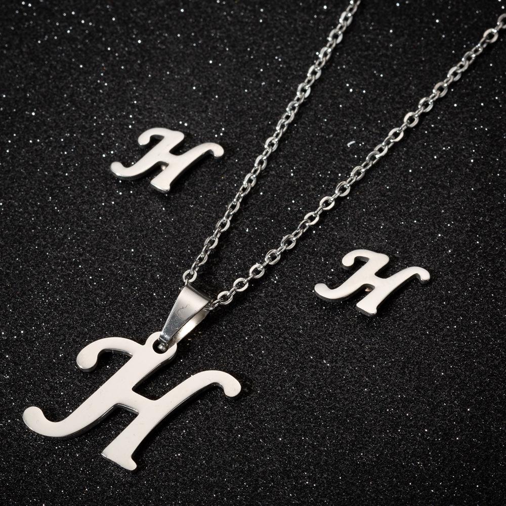 English Letter Necklace & Earring Set: Fashionable Jewelry for Women