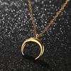 50cm Exquisite Stainless Steel OX Moon Necklace Half Moon Necklaces Pendants DIY Gift Jewelry