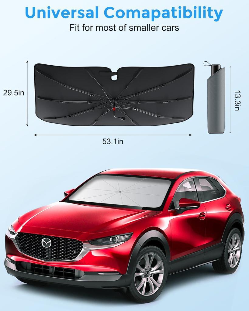 Car Windshield Heat Insulation Sunshade: Full Blackout Summer Sun Protection Umbrella
