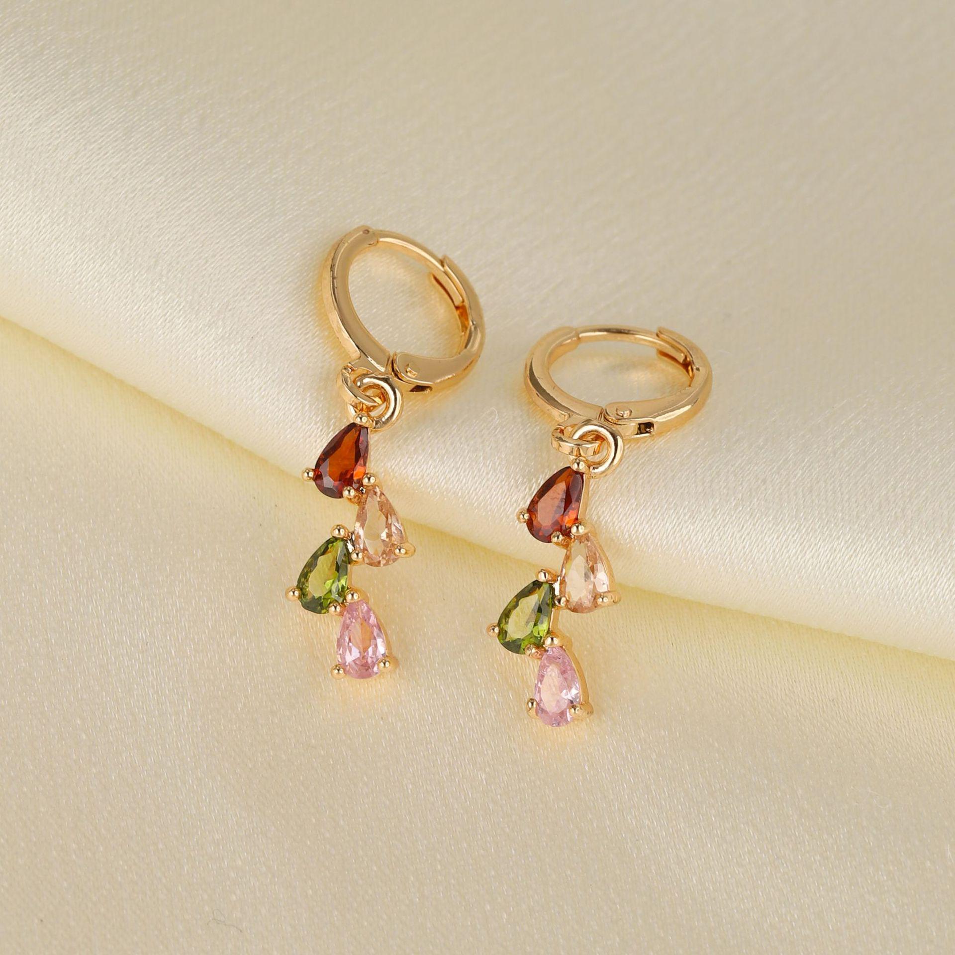 

Красочные серьги-подвески в форме капли из циркона - Женские геометрические длинные серьги с кристаллами