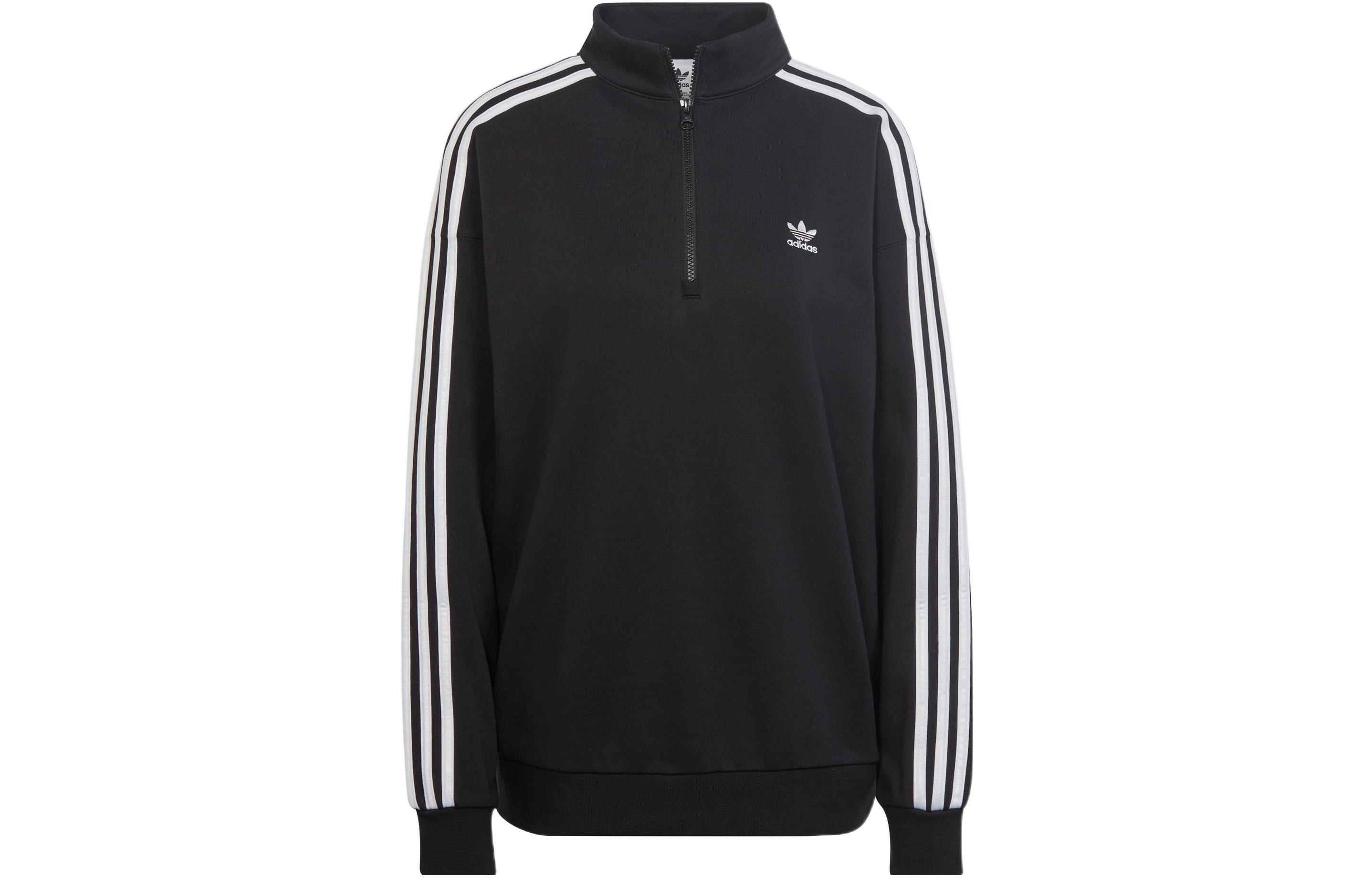 adidas originals Adicolor Trefoil Quarter-Zip Sweatshirt Black II6087