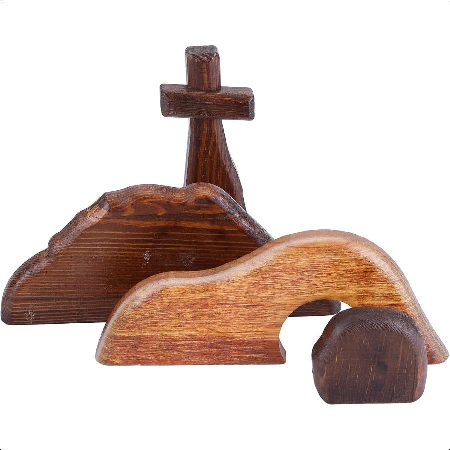 

Пустая гробница Пасхальная сцена и украшение крест Деревянная Пасхальная табличка Иисуса Многоярусные украшения для подноса для дома Ручной работы Крос United States