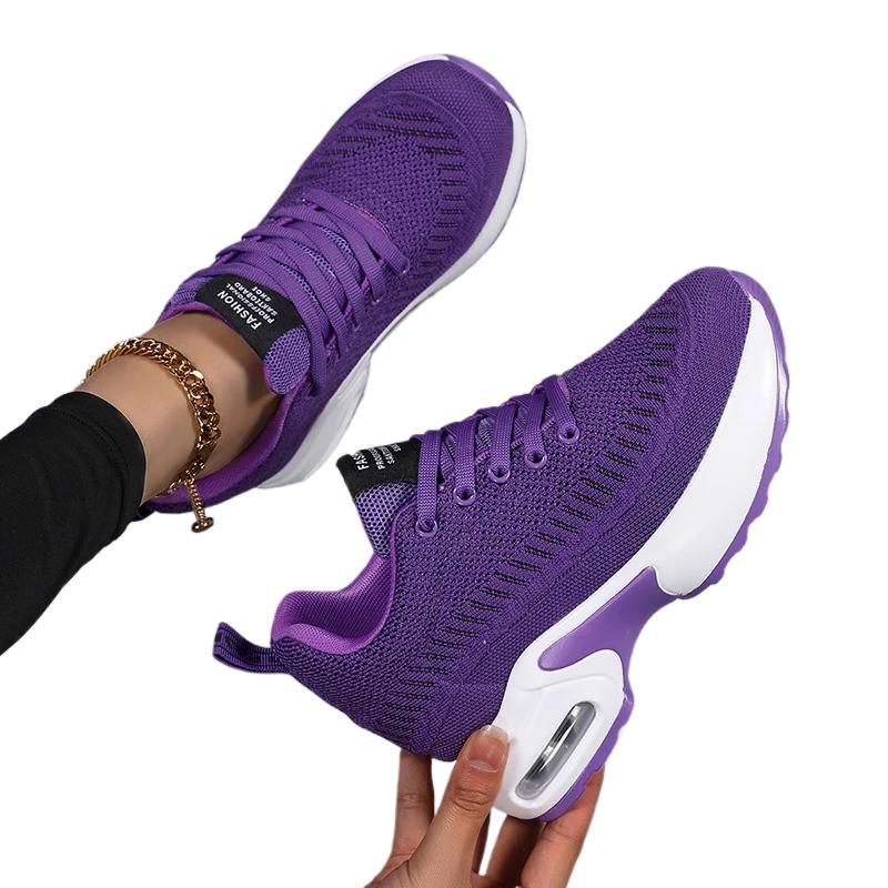 Fashion Sneakers Women Mesh Breathable Casual Women Spring Platform Heels Wedges Height Increasing 2025 Knitted Ladies Vulcanized Shoes