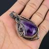Amethyst Pendant Gemstone Jewelry, 999 Copper Wire Wrapped Pendant, Gift For Women Handmade Pendant