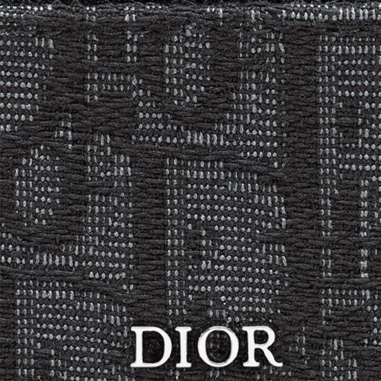 Dior Embroidered Classic Monogram Print Open Card Holder Men Card Holder Black 2ESCH135YSE_H03E